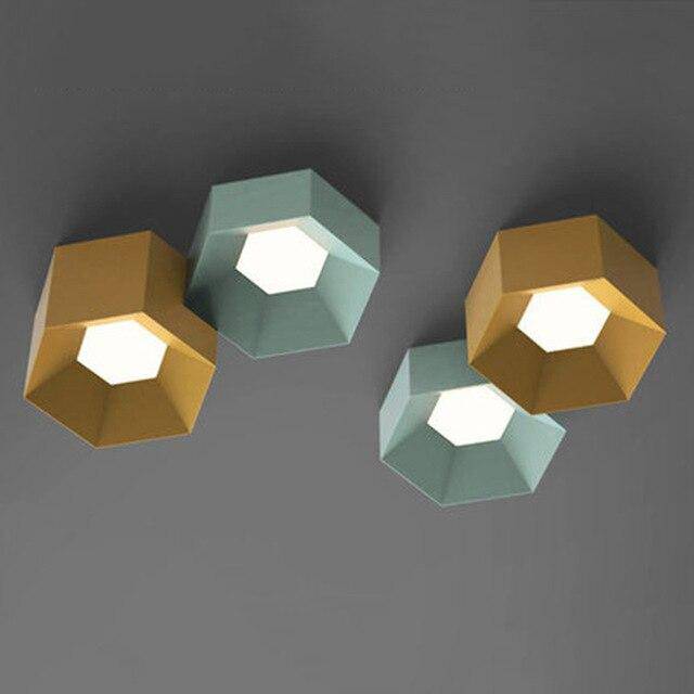 Design ceiling lamp with geometric LED in Art colour