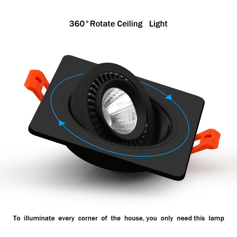 Spot moderne LED avec base carré et lumière rotative 360° Solal