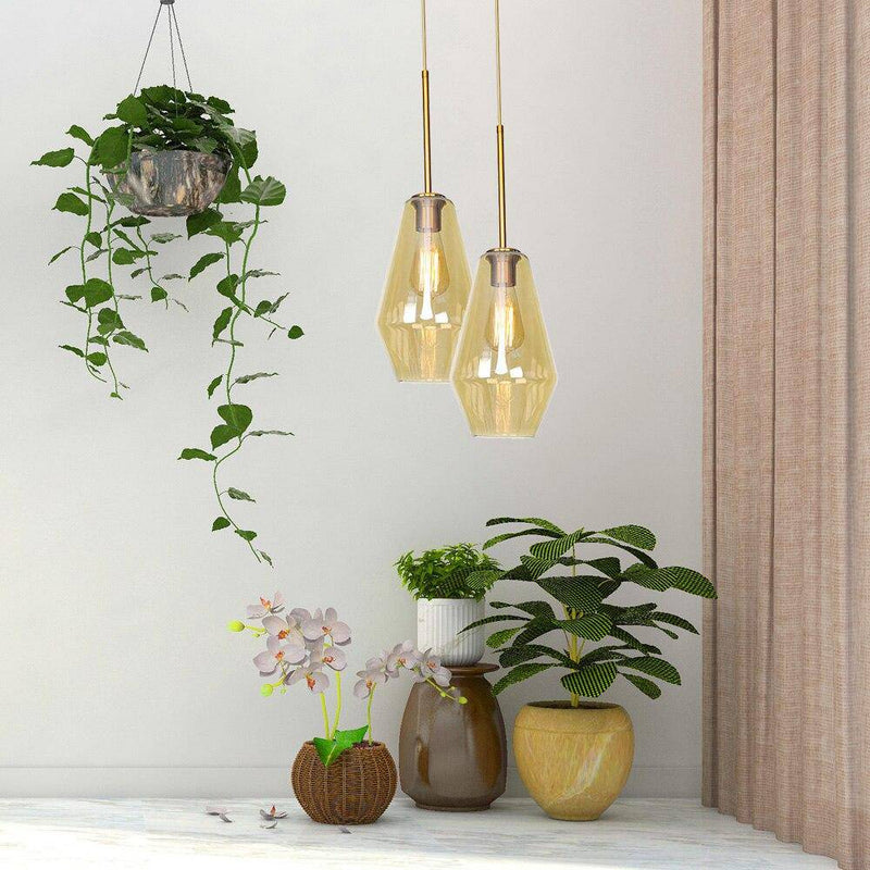 Suspension design LED avec abat-jour en verre style Edison