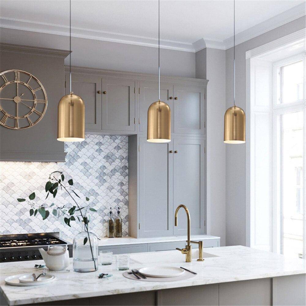 Suspension design LED avec cylindre doré arrondi Loft - vue 2 sur 5