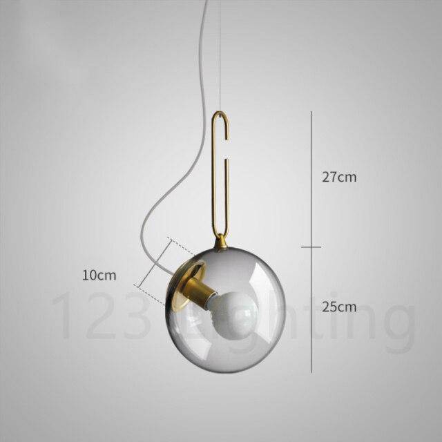 Suspension design à LED boule en verre et métal Light