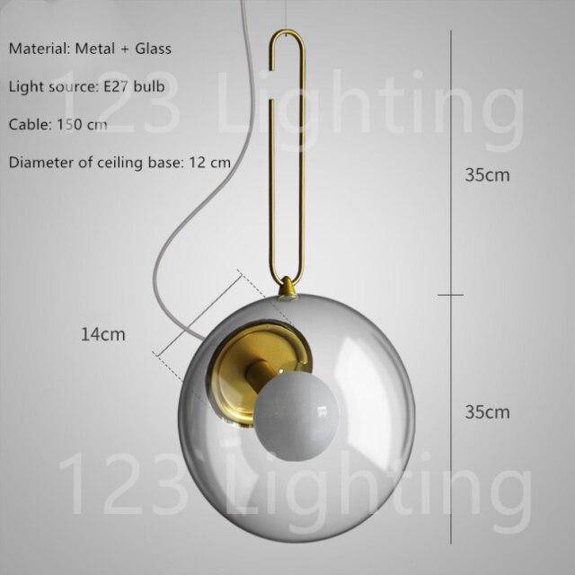 Lámpara de suspensión design Luz LED de cristal y bola de metal