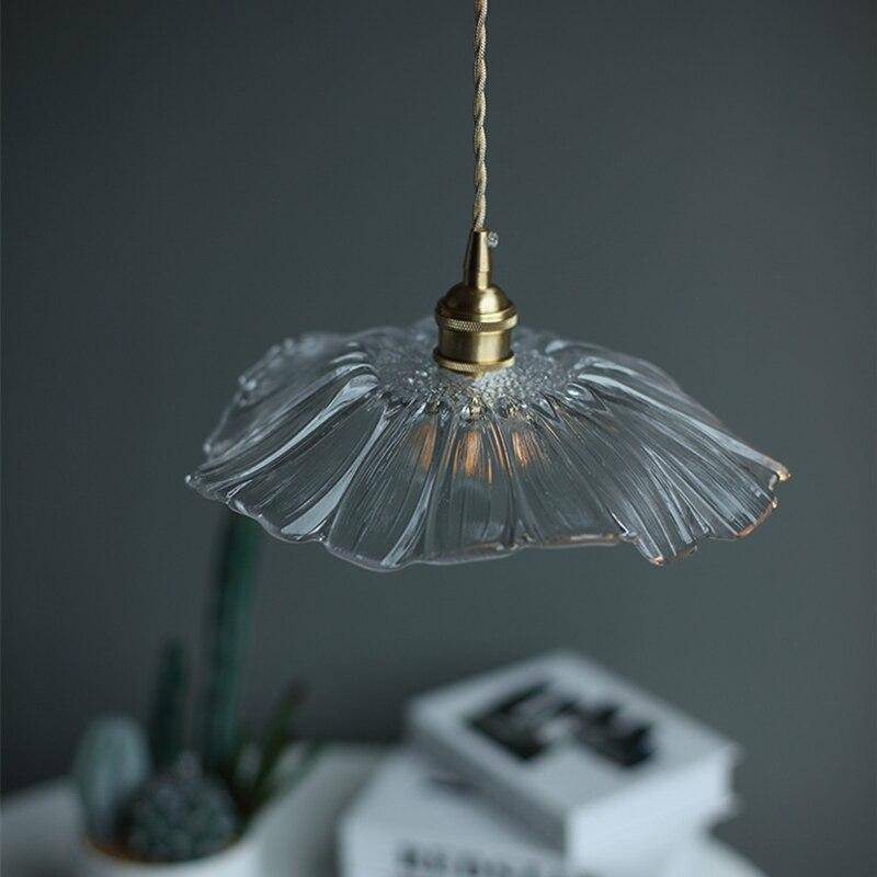 pendant light LED backlight with lampshade glass flowers style