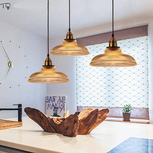 pendant light LED design with lampshade rounded retro style Tequio
