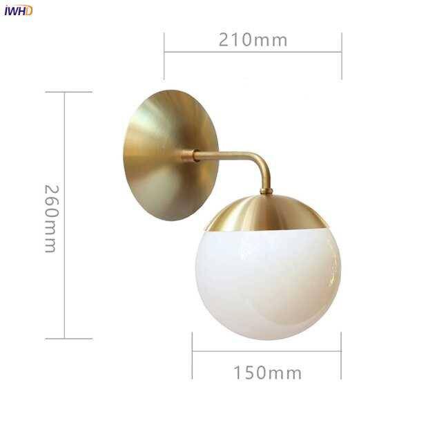 Applique murale moderne LED en métal avec boule en verre Light