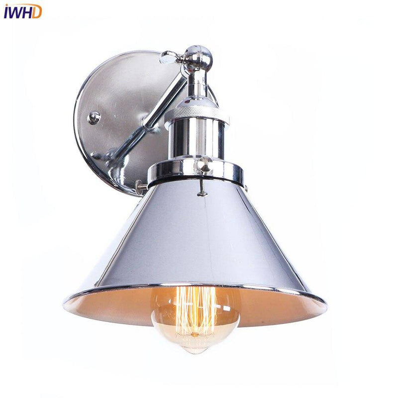 wall lamp retro LED wall light with lampshade conical silver Edison