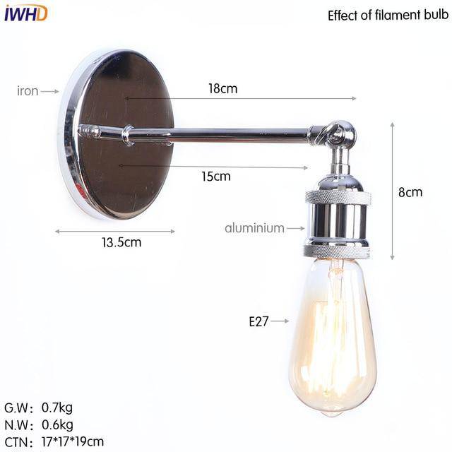 wall lamp retro LED wall light with lampshade conical silver Edison