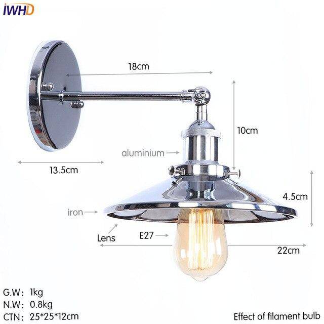 wall lamp retro LED wall light with lampshade conical silver Edison