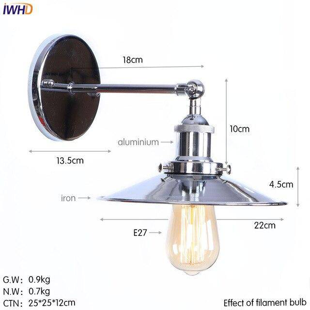 wall lamp retro LED wall light with lampshade conical silver Edison