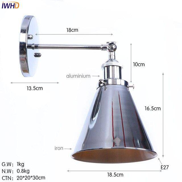 wall lamp retro LED wall light with lampshade conical silver Edison