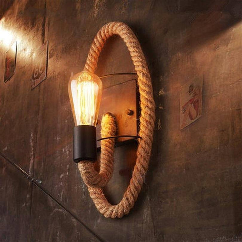 Applique murale rustique avec corde en rond Vintage