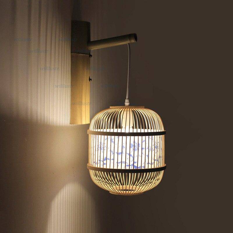 wall lamp hanging bamboo Japanese style Vintage