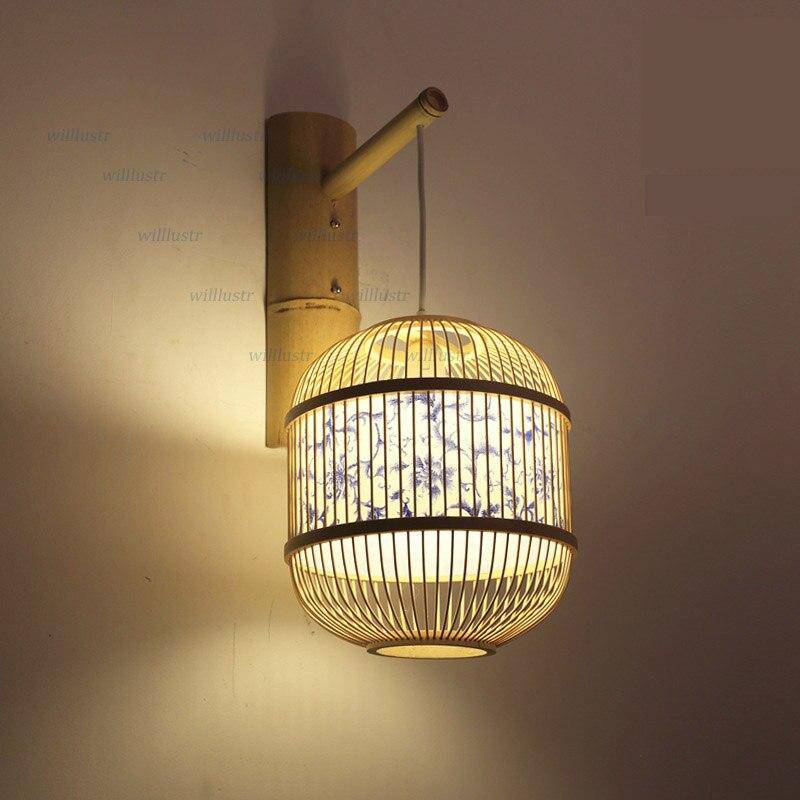 wall lamp hanging bamboo Japanese style Vintage