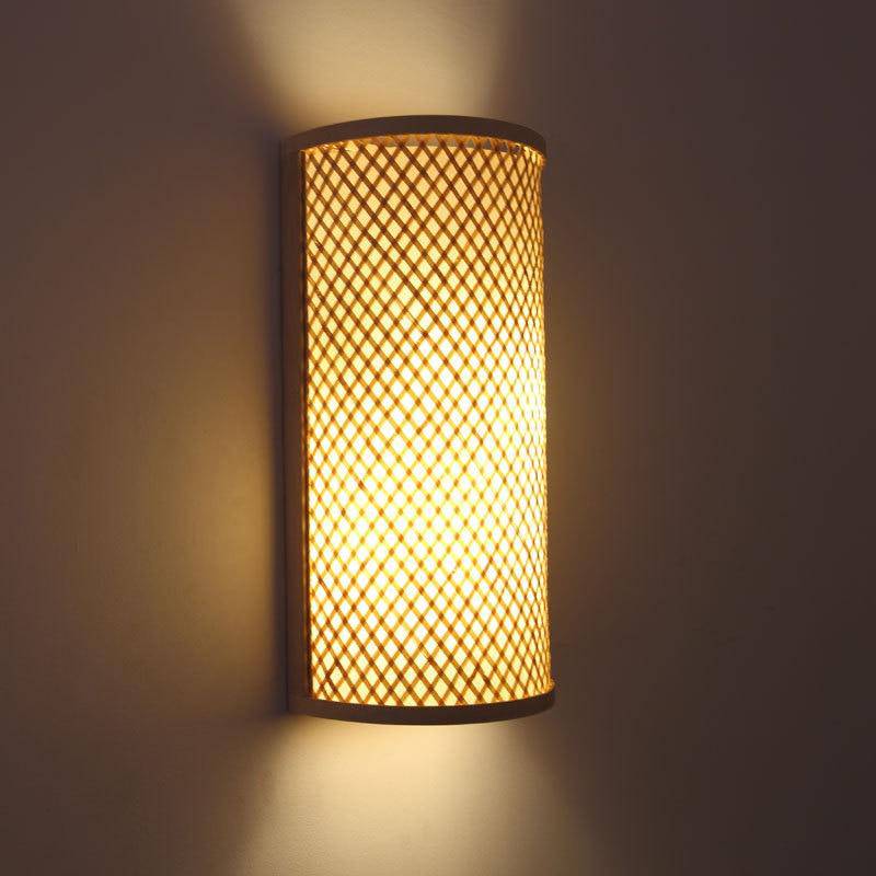 wall lamp Japanese style bamboo with rounded LED
