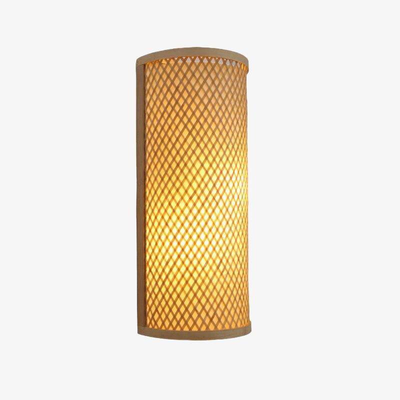 wall lamp Japanese style bamboo with rounded LED