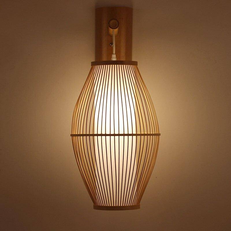 wall lamp Rounded LED Rattan Wall Tea