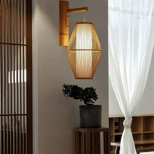 wall lamp Rounded LED Rattan Wall Tea