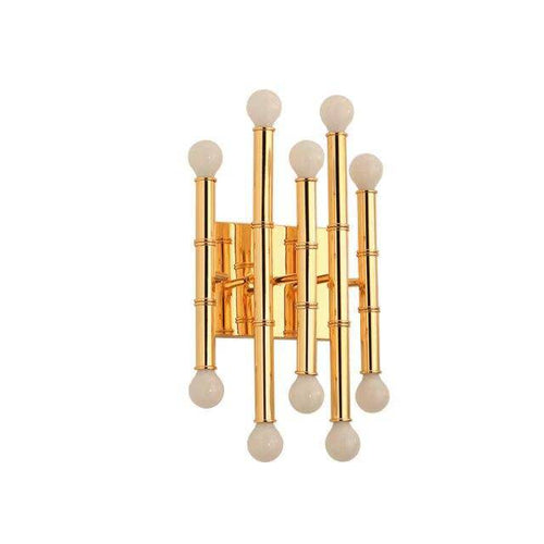 Moderno aplique LED estilo bambú en metal dorado