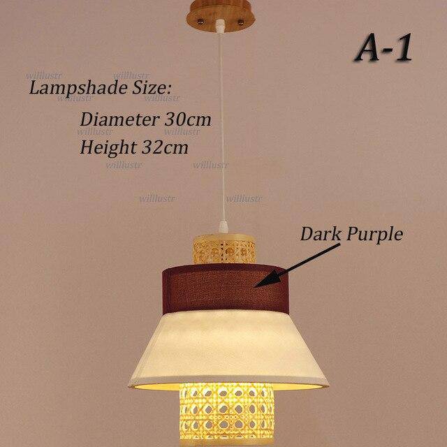 pendant light LED rattan with lampshade triangular Japanese style