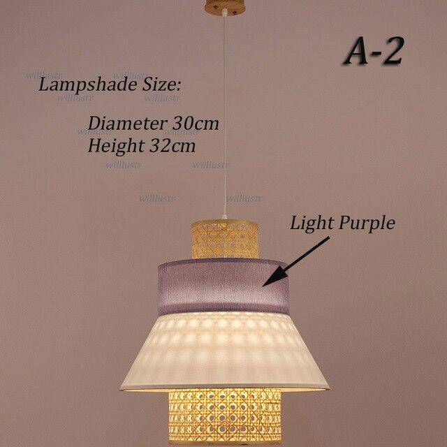 pendant light LED rattan with lampshade triangular Japanese style