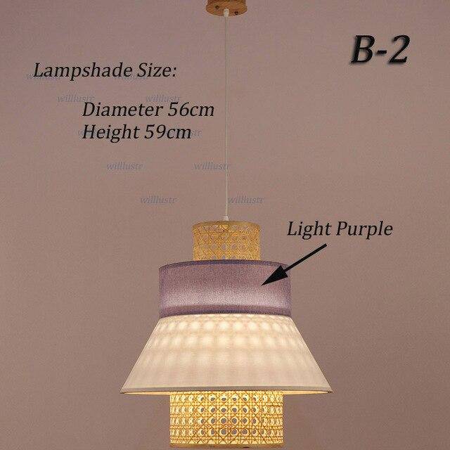 pendant light LED rattan with lampshade triangular Japanese style