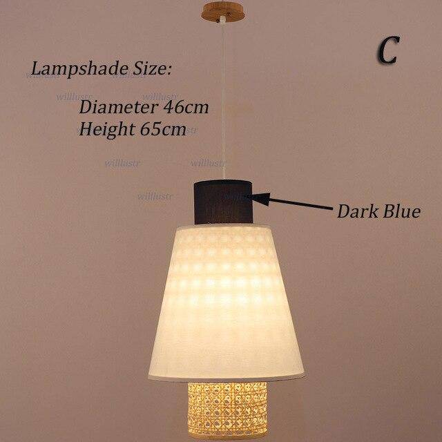 Lámpara de suspensión LED de ratán con pantalla triangular de estilo japonés