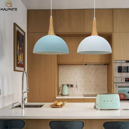 Suspension demi boule coloré et support en bois - vue 5 sur 16