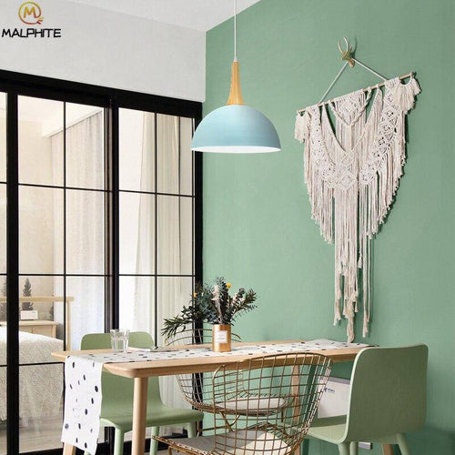 Suspension demi boule coloré et support en bois - vue 4 sur 16