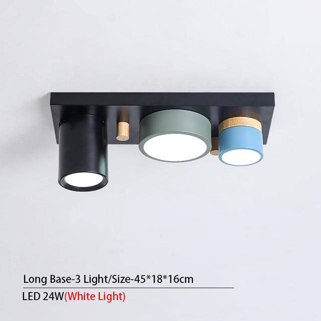 Design ceiling lamp with several coloured cylindrical LEDs Spotlights