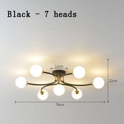 Lustre design à LED en métal avec plusieurs boules en verre Creative - vue 9 sur 15