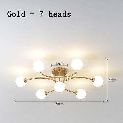 Lustre design à LED en métal avec plusieurs boules en verre Creative - vue 16 sur 15