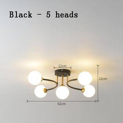 Lustre design à LED en métal avec plusieurs boules en verre Creative - vue 14 sur 15