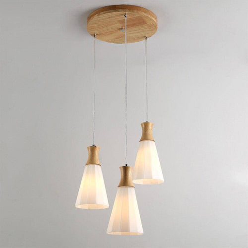 Lámpara de suspensión design cono de madera con LED de estilo japonés