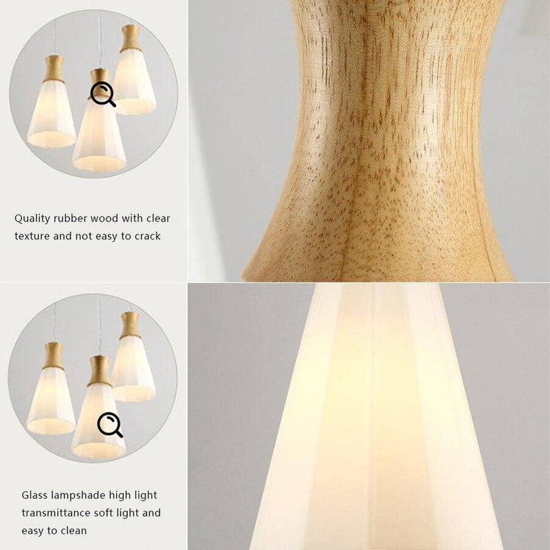 Lámpara de suspensión design cono de madera con LED de estilo japonés