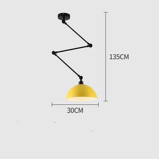 Design LED ceiling lamp with articulated arm and lampshade coloured Macaron