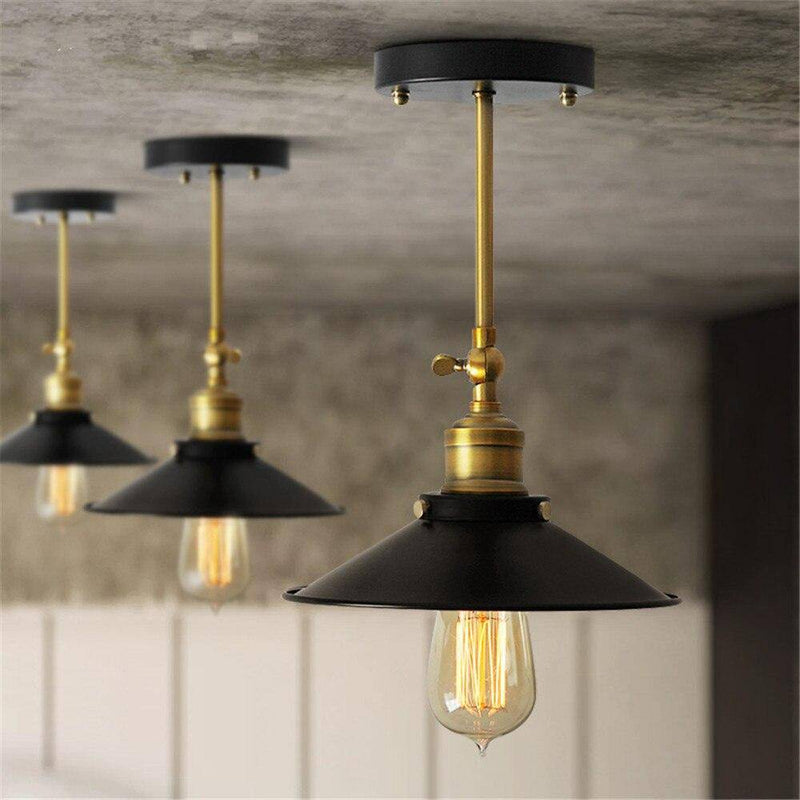 Industrial LED ceiling light in gold and black metal, adjustable