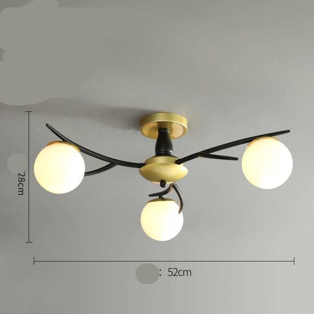 Metal LED ceiling lamp with several glass balls Loft