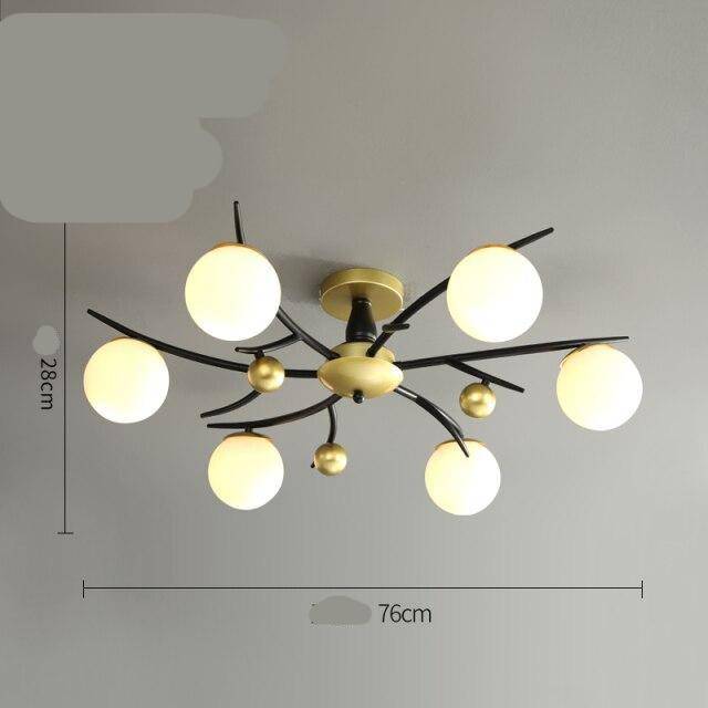 Metal LED ceiling lamp with several glass balls Loft