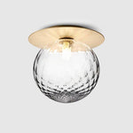 Plafonnier LED design rond doré avec boule en verre Porch