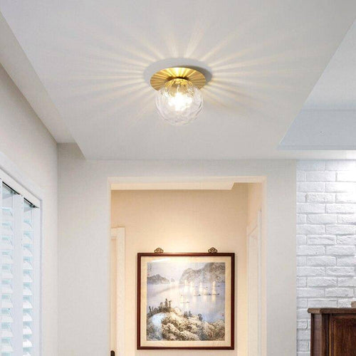 LED ceiling lamp round gold with glass ball Porch