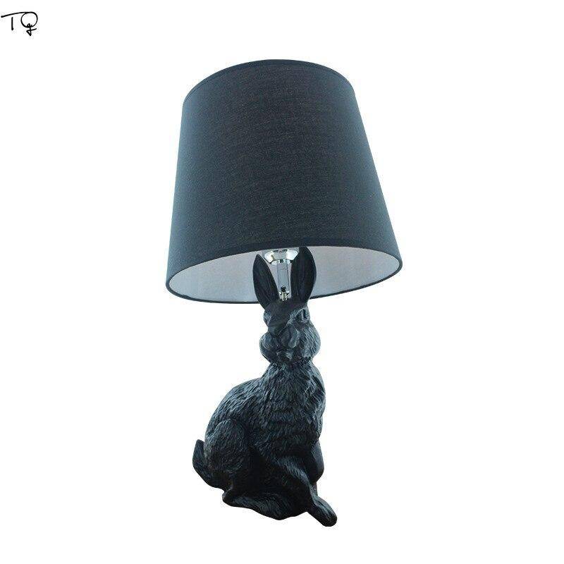 LED bedside lamp in the shape of a rabbit with lampshade