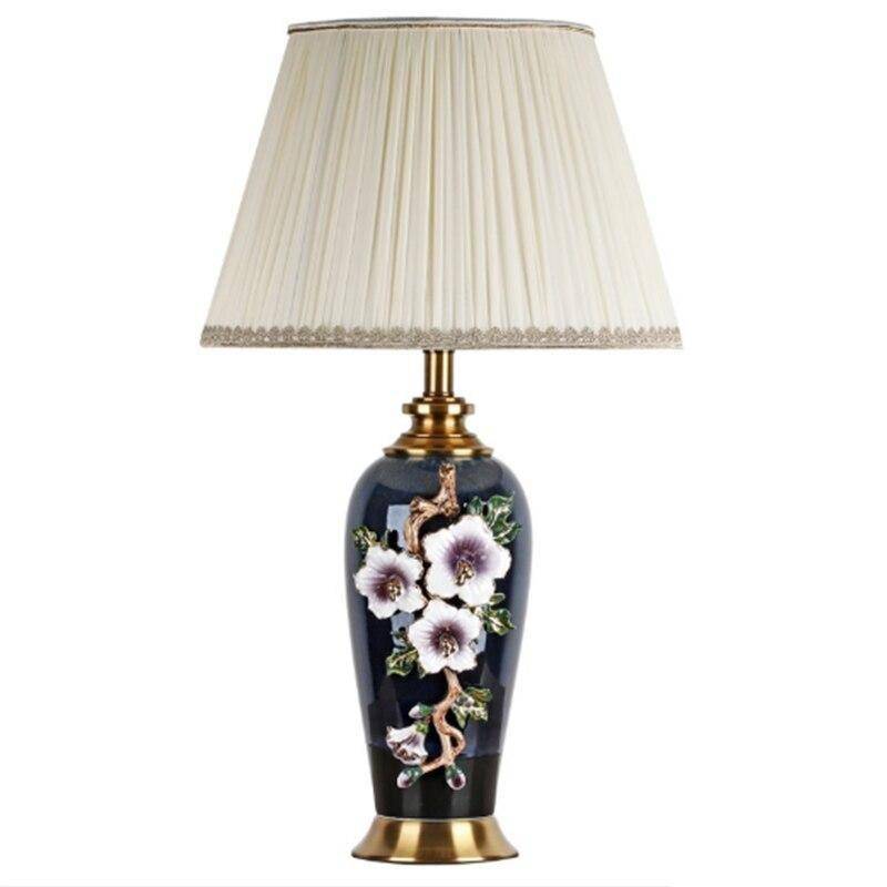 Black ceramic LED table lamp with lampshade Japanese style