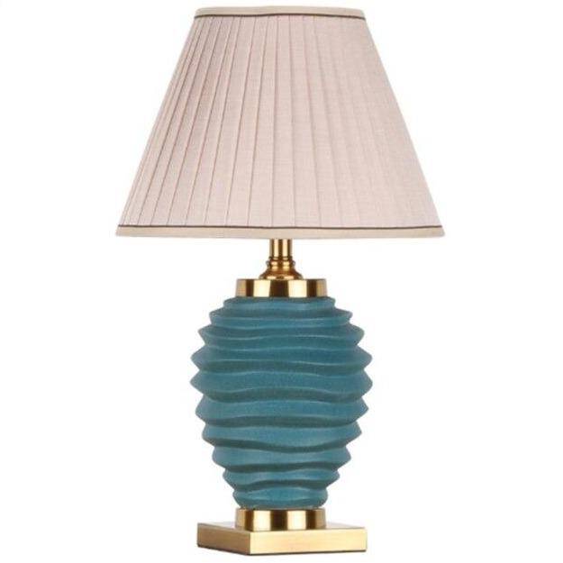 Lampe à poser LED en céramique à vagues Dohia - vue 2 sur 5