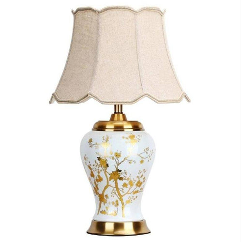 Lampe à poser en céramique LED avec abat-jour blanc style Japonais - vue 4 sur 4