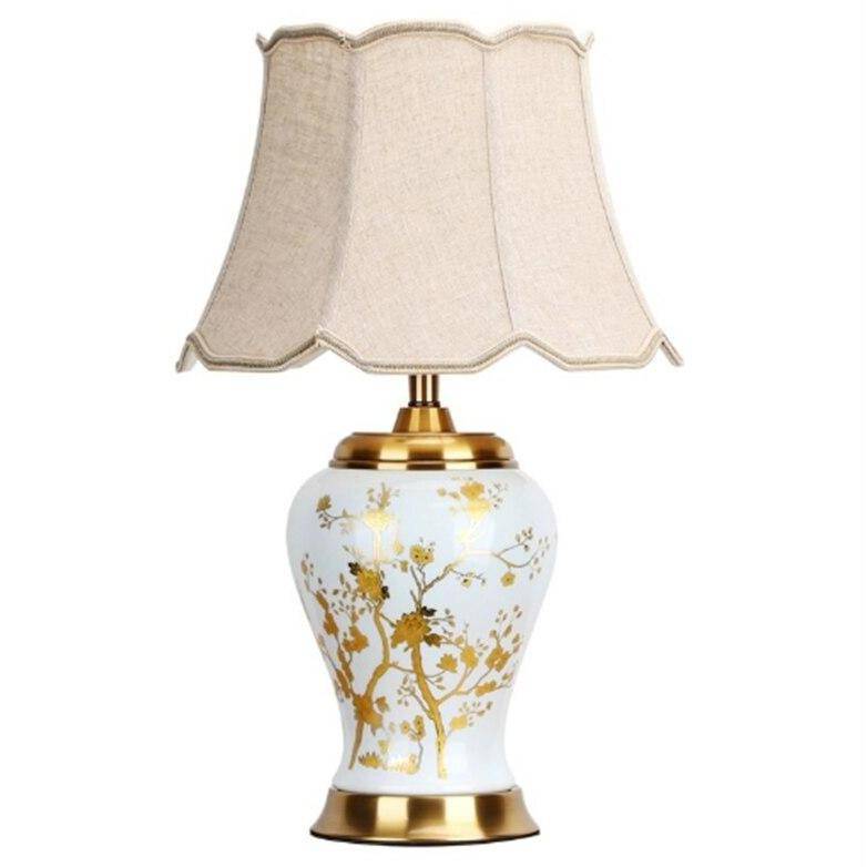 LED ceramic table lamp with lampshade white Japanese style