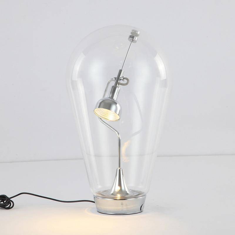 Lampe à poser verre bougie LED bronze, chrome, nickel