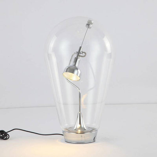 Lampe à poser design à LED chromé dans ampoule en verre - vue 4 sur 7