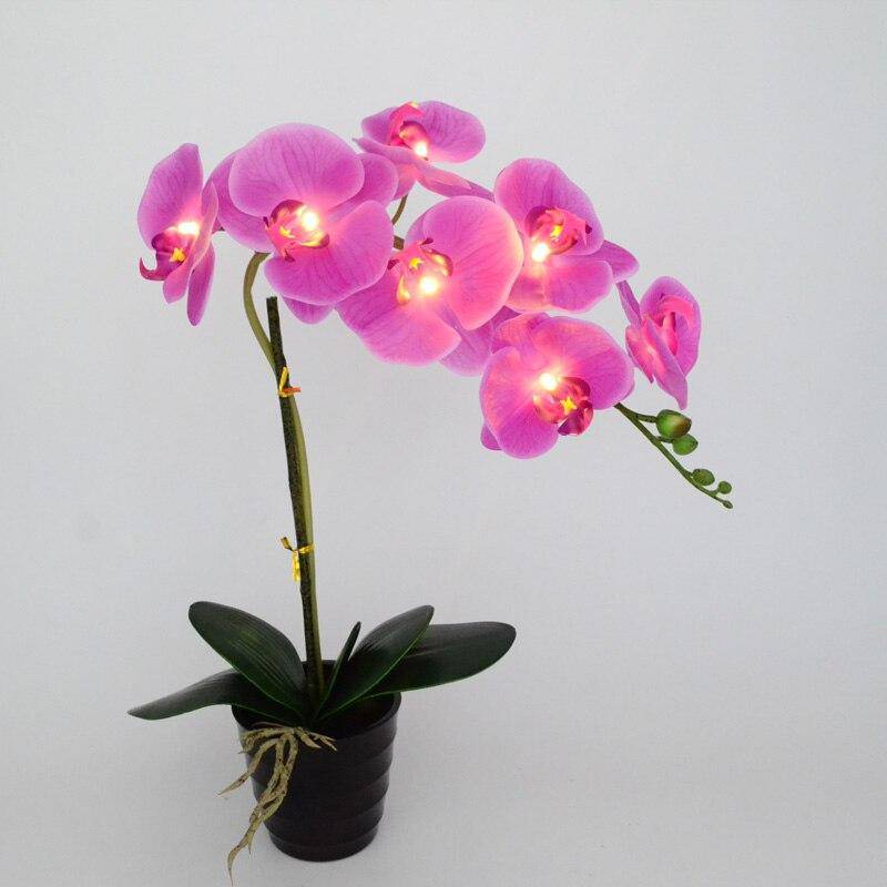 Lampes à poser orchidées artificielles à led