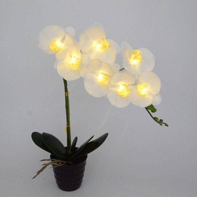 Lampes à poser orchidées artificielles à LED