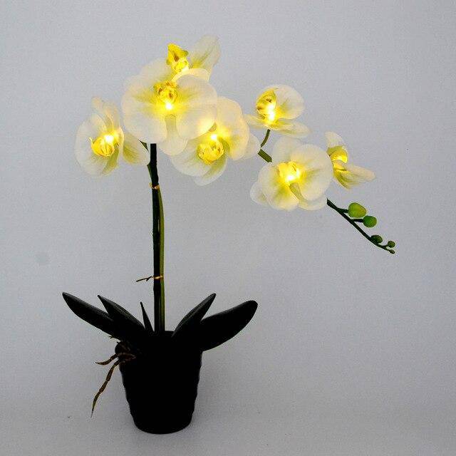 Lampes à poser orchidées artificielles à LED